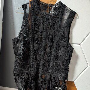 Express Black Lace Shell Peplum, Large